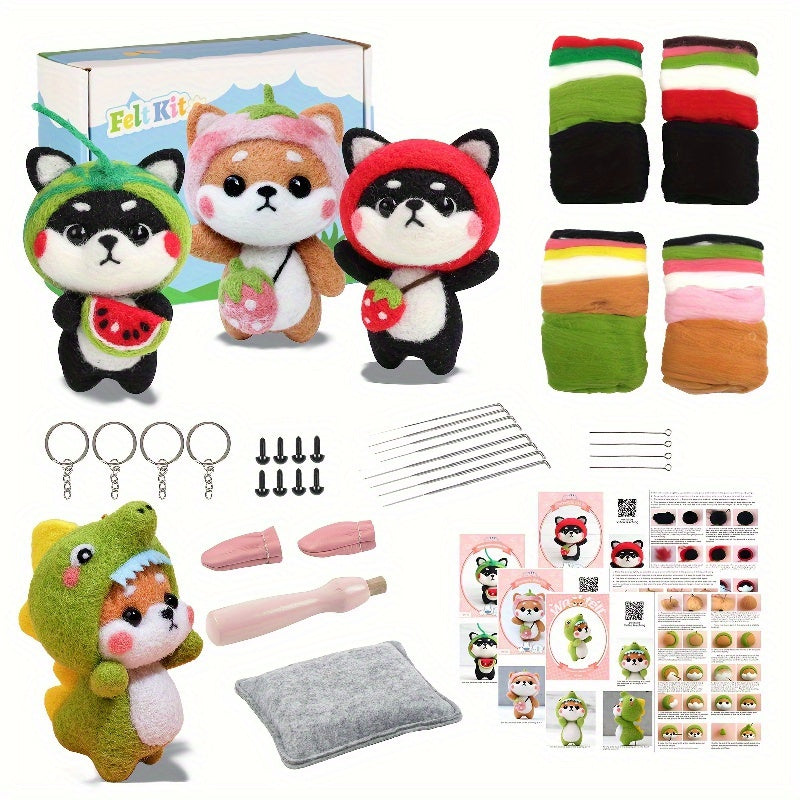Needle Felting Kit for Beginners - Shiba Doll DIY Craft Kit
