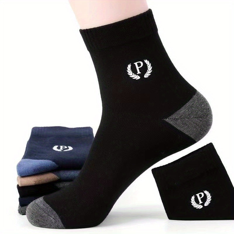 Men's Mid Calf Socks Letter P Sports Socks