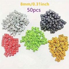 Acrylic Drinking Dice Set for Games & Math Teaching, Mini 8mm Dices, 10/20/50pcs