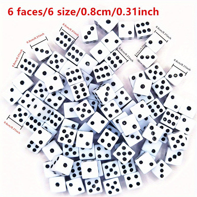 Acrylic Drinking Dice Set for Games & Math Teaching, Mini 8mm Dices, 10/20/50pcs