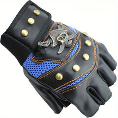 Skull Punk PU Leather Cycling Gloves Fingerless Motorcycle Driving Gloves