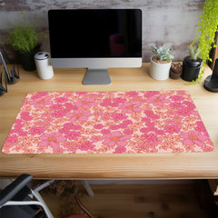 Pink Flower Gaming Desk Mat Keyboard Pad Office Mousepad