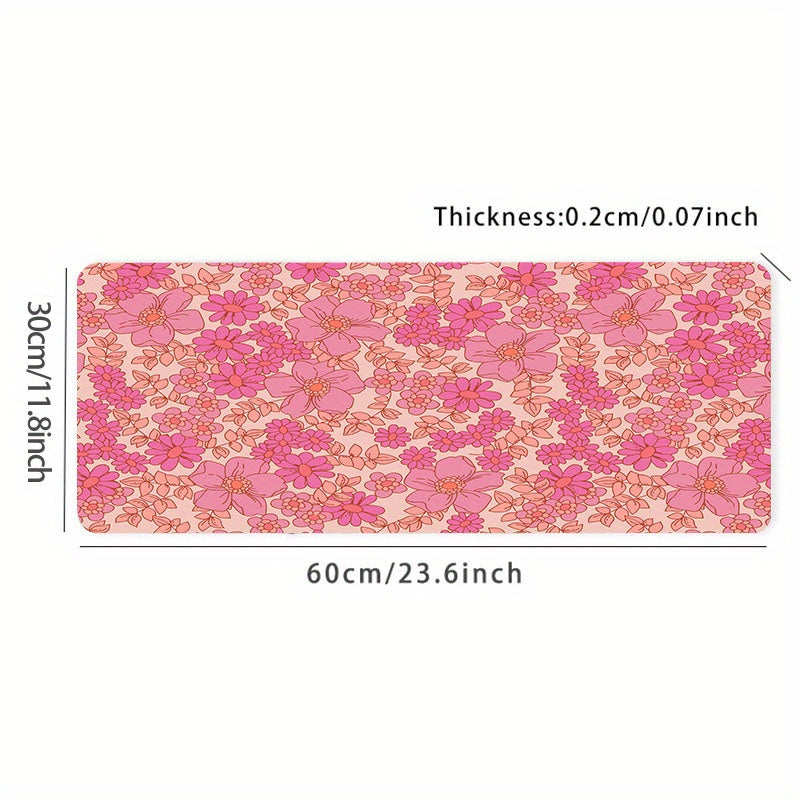 Pink Flower Gaming Desk Mat Keyboard Pad Office Mousepad