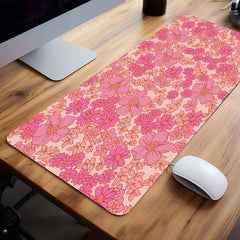 Pink Flower Gaming Desk Mat Keyboard Pad Office Mousepad