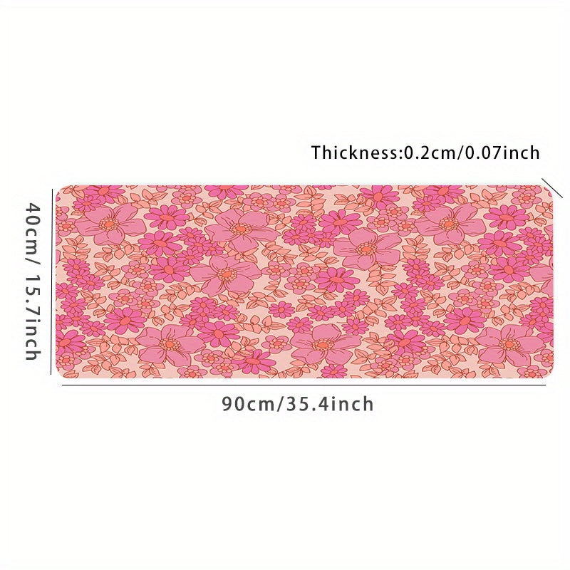 Pink Flower Gaming Desk Mat Keyboard Pad Office Mousepad