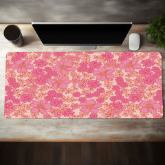 Pink Flower Gaming Desk Mat Keyboard Pad Office Mousepad