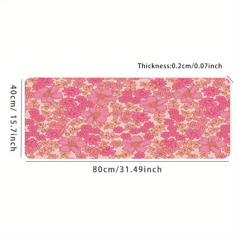 Pink Flower Gaming Desk Mat Keyboard Pad Office Mousepad