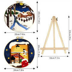 2pcs Winter Embroidery Bandage Wool Felt DIY Material Bag Decoration