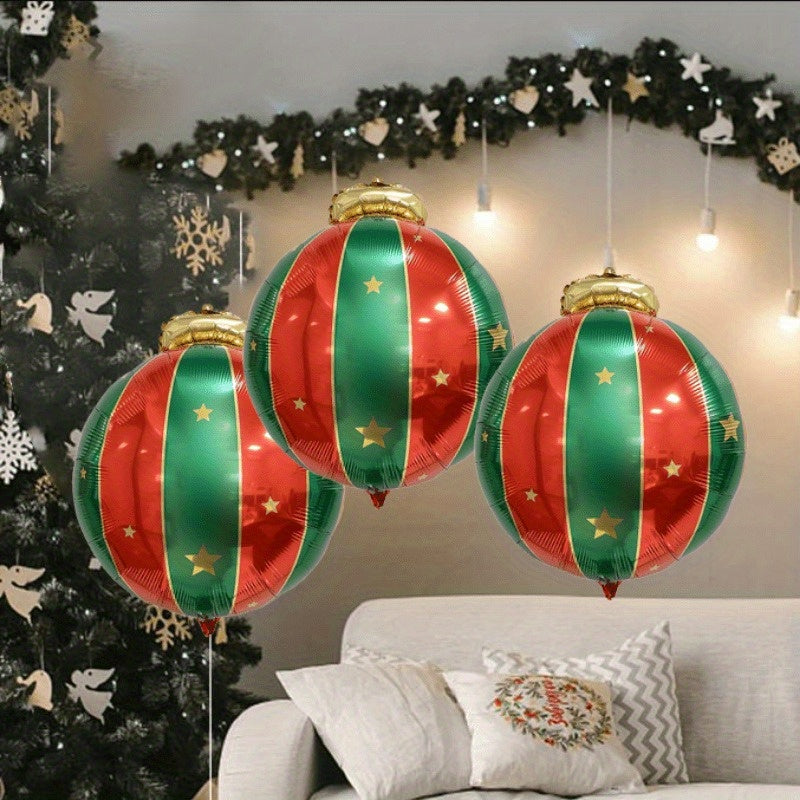 3pcs 27in Christmas Hanging Ball Aluminum Film Balloon Outdoor Decoration