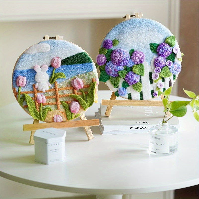 2pcs Flower Embroidery Bandage Wool Felt DIY Material Bag Decor Gift