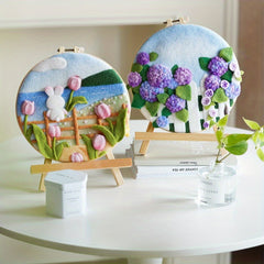 2pcs Flower Embroidery Bandage Wool Felt DIY Material Bag Decor Gift