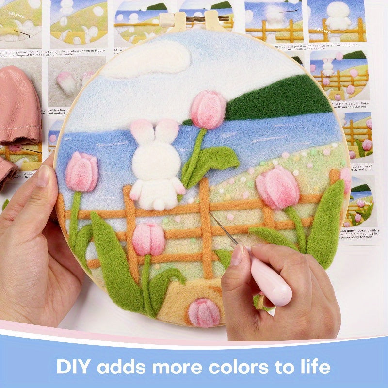 2pcs Flower Embroidery Bandage Wool Felt DIY Material Bag Decor Gift