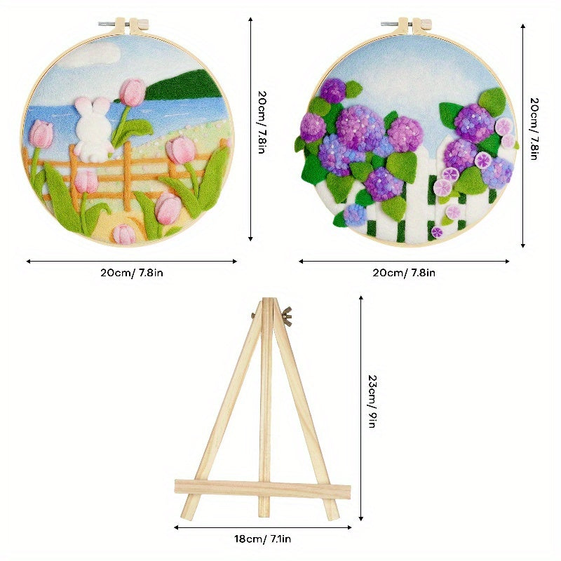 2pcs Flower Embroidery Bandage Wool Felt DIY Material Bag Decor Gift