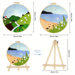 Embroidery Bandage Mountain Water Wool Felt DIY Material Bag Decoration