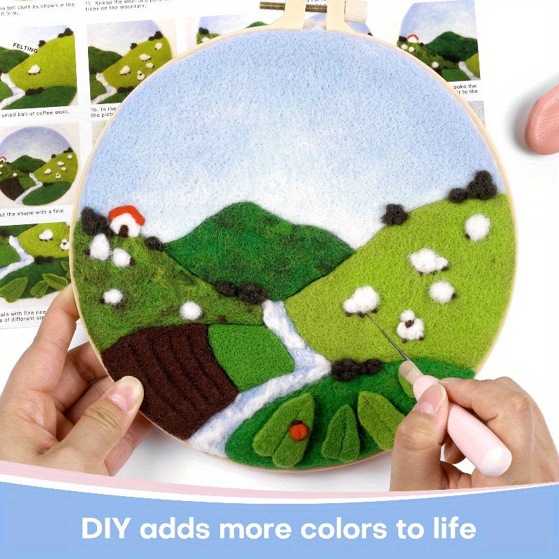 Embroidery Bandage Mountain Water Wool Felt DIY Material Bag Decoration