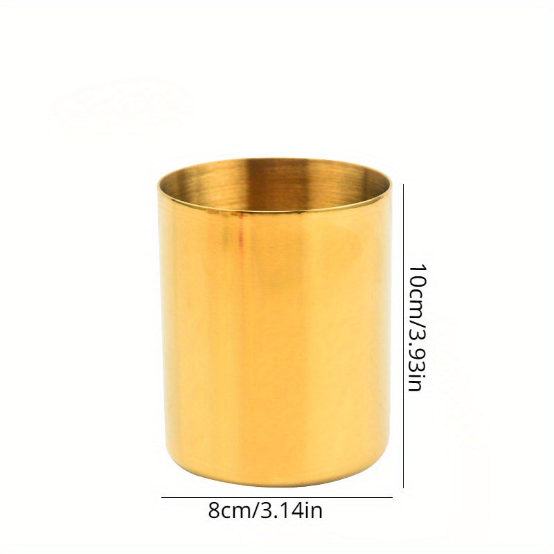 Golden Stainless Steel Pen Holder Stationery Storage Cosmetic Brush Decoration