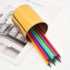 Golden Stainless Steel Pen Holder Stationery Storage Cosmetic Brush Decoration