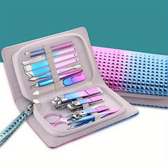 13pcs 15pcs Nail Clippers Fingernail & Toenail Cutter with Leather Metal Case
