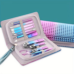 13pcs 15pcs Nail Clippers Fingernail & Toenail Cutter with Leather Metal Case