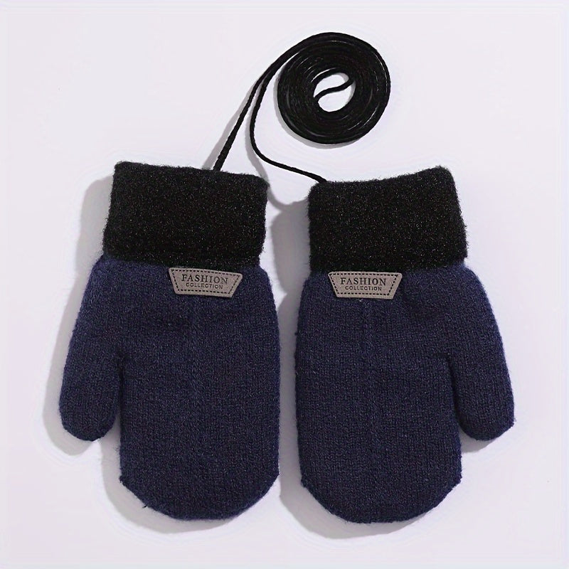 Kids Winter Sports Gloves Thick Warm Knitted Mittens
