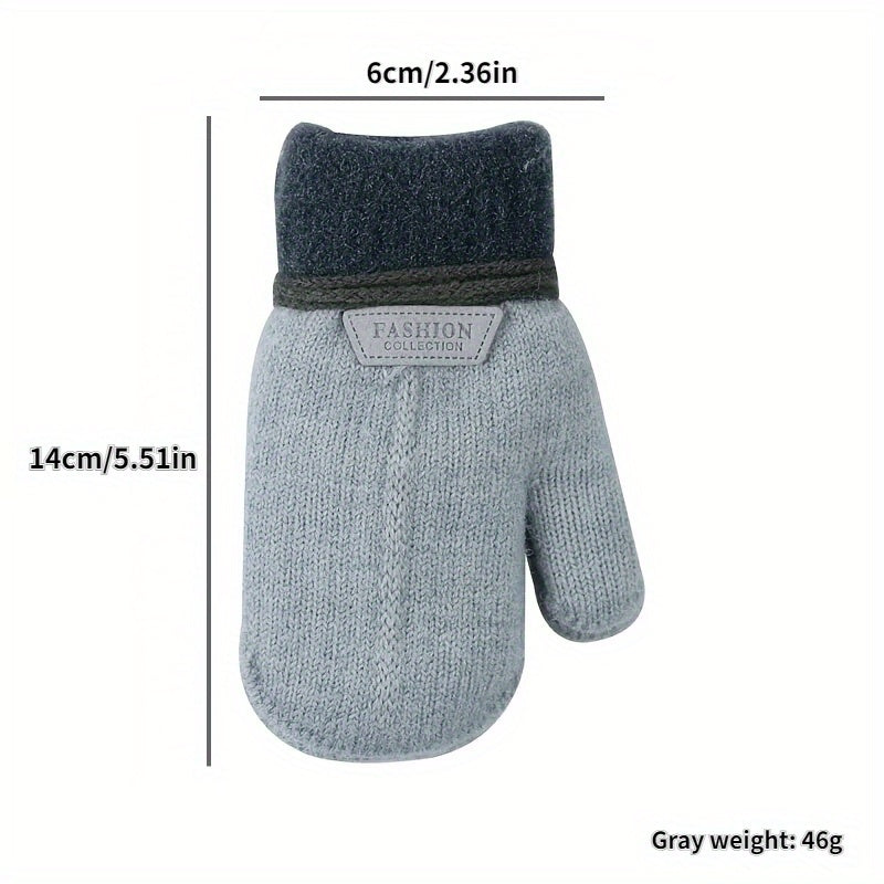 Kids Winter Sports Gloves Thick Warm Knitted Mittens