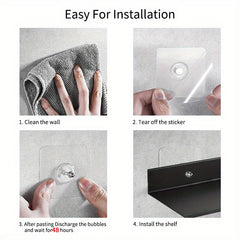1pc Kitchen Bathroom Wall Rack Carbon Steel Word Divider Storage Shelf