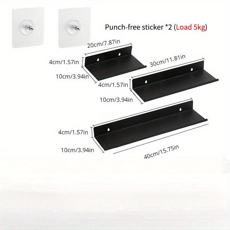 1pc Kitchen Bathroom Wall Rack Carbon Steel Word Divider Storage Shelf