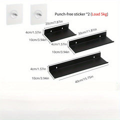 1pc Kitchen Bathroom Wall Rack Carbon Steel Word Divider Storage Shelf