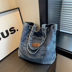 Canvas Tote Bag Large Capacity Denim Handbag For Daily Use