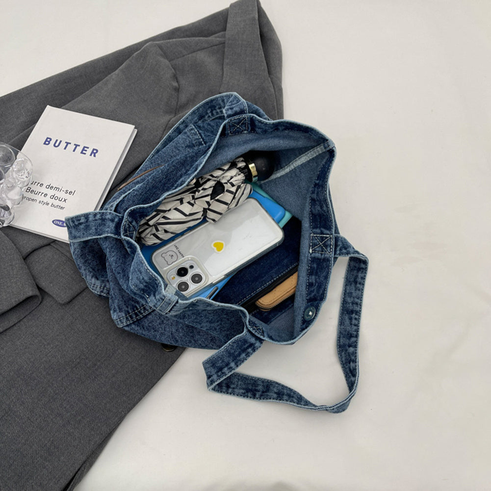Canvas Tote Bag Large Capacity Denim Handbag For Daily Use