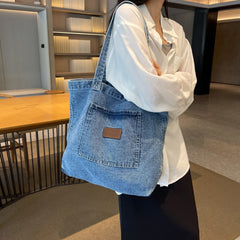 Canvas Tote Bag Large Capacity Denim Handbag For Daily Use