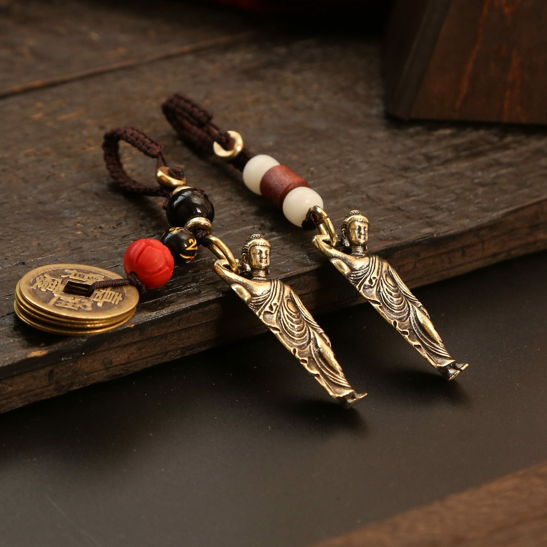 Copper Sleeping Buddha Keychain Pendant Gift Decoration