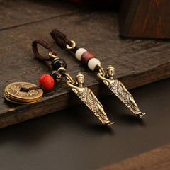 Copper Sleeping Buddha Keychain Pendant Gift Decoration