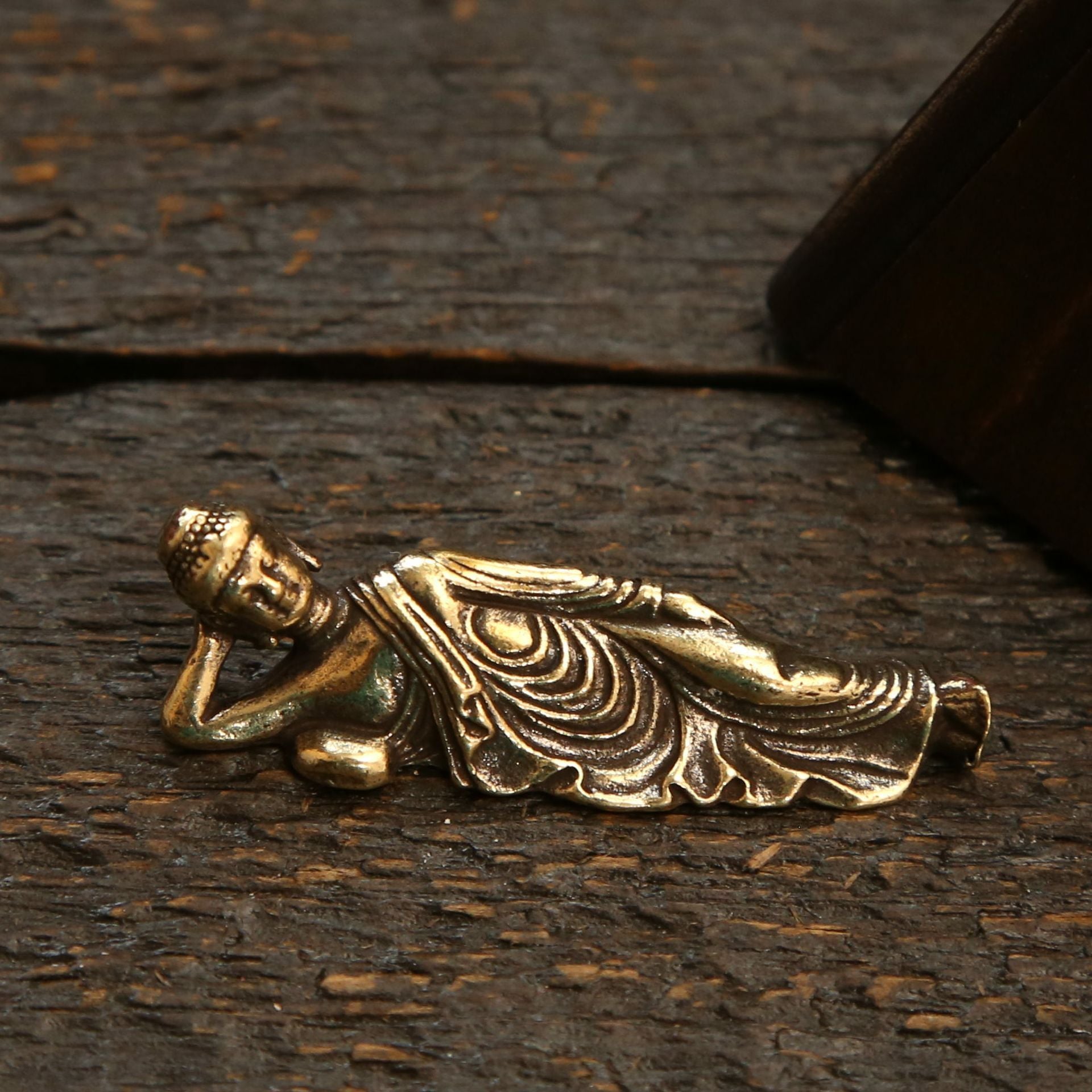 Copper Sleeping Buddha Keychain Pendant Gift Decoration
