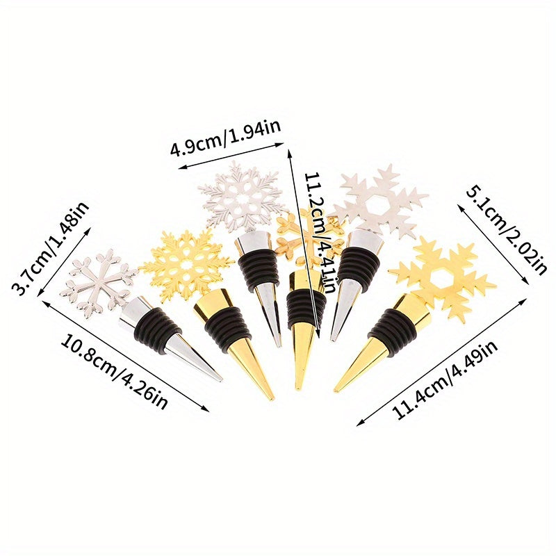 Christmas Snowflake Wine Stoppers Golden & Silvery Alloy Decoration