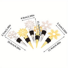 Christmas Snowflake Wine Stoppers Golden & Silvery Alloy Decoration