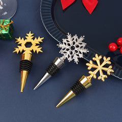 Christmas Snowflake Wine Stoppers Golden & Silvery Alloy Decoration
