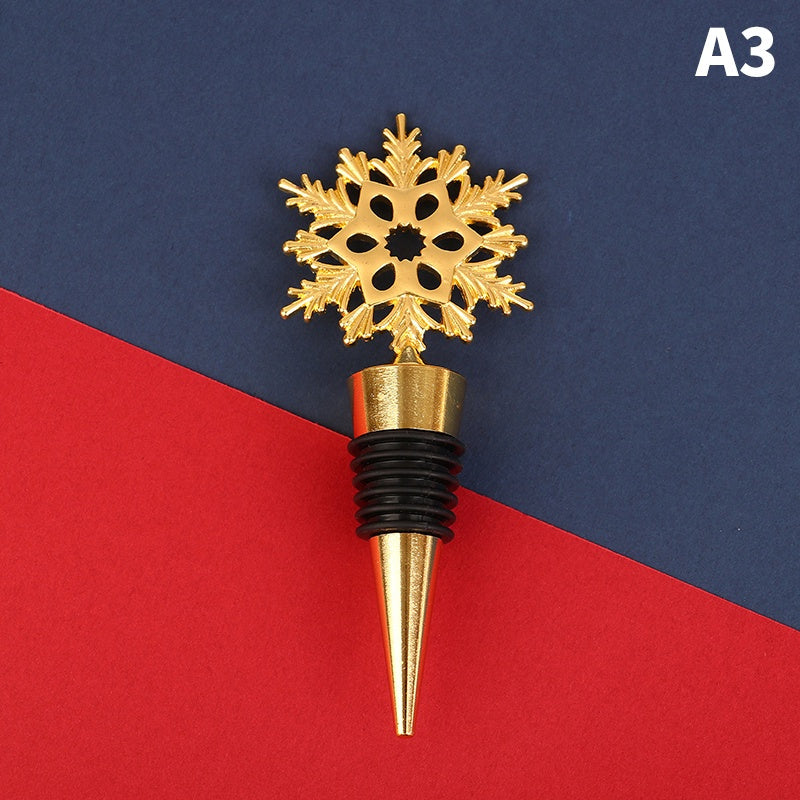 Christmas Snowflake Wine Stoppers Golden & Silvery Alloy Decoration