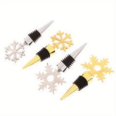 Christmas Snowflake Wine Stoppers Golden & Silvery Alloy Decoration