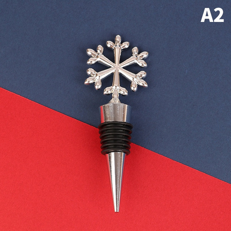 Christmas Snowflake Wine Stoppers Golden & Silvery Alloy Decoration