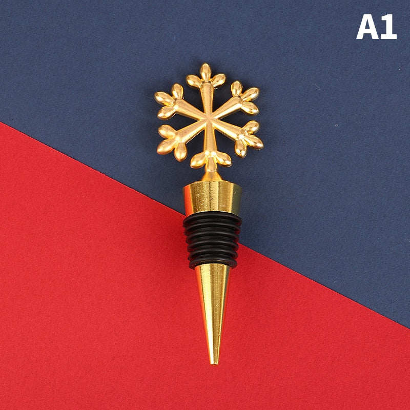 Christmas Snowflake Wine Stoppers Golden & Silvery Alloy Decoration