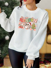 Women's Plus Size Christmas Waffle Print Pajama Top