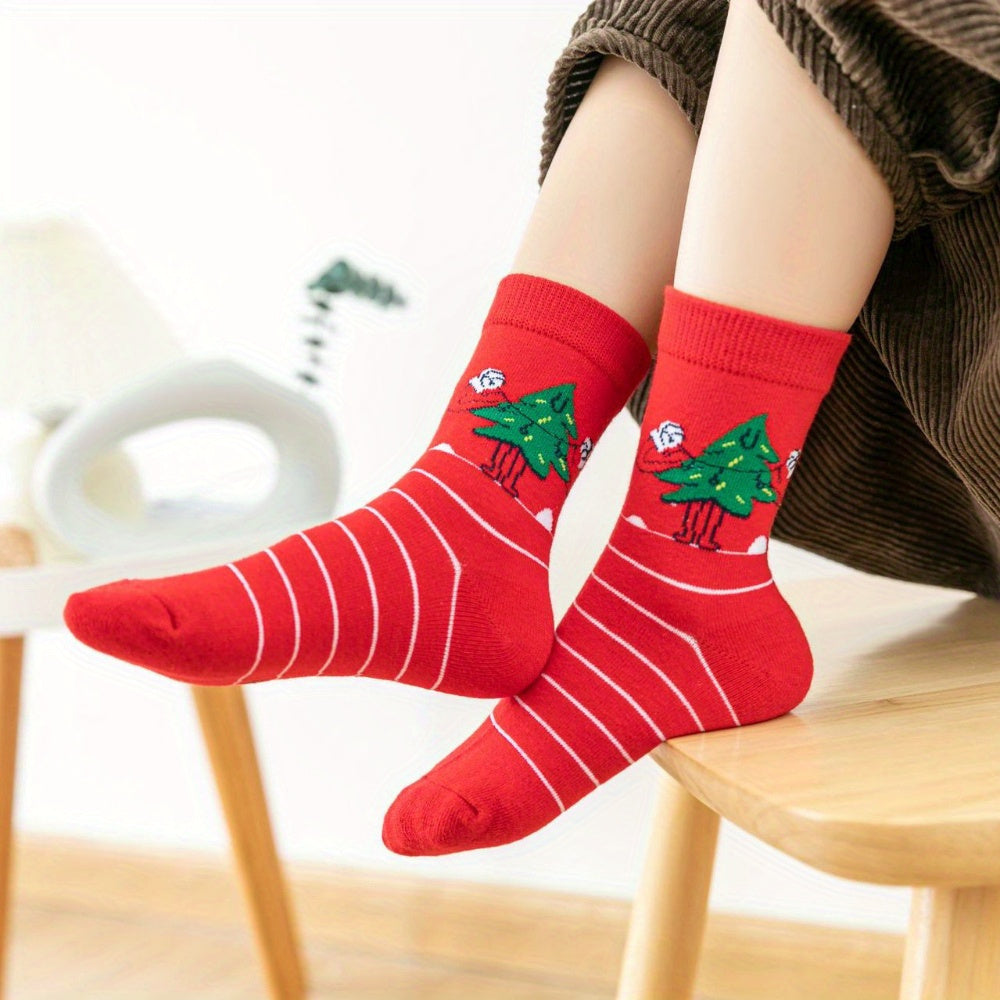 5 Pairs Kids Cotton Christmas Socks