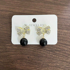 Bow Faux Pearl Earrings Party Jewelry Holiday Birthday Gift