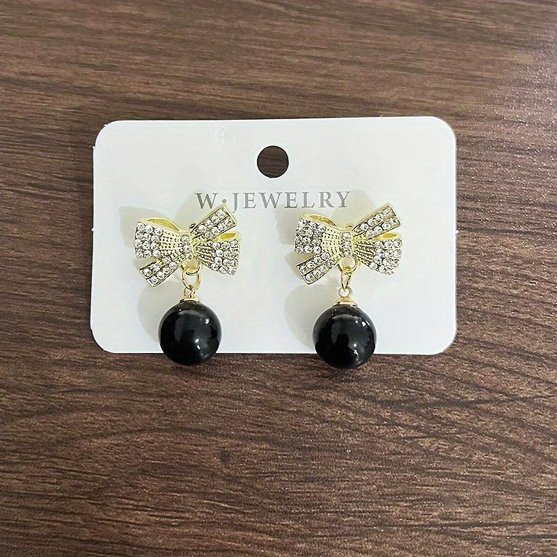 Bow Faux Pearl Earrings Party Jewelry Holiday Birthday Gift