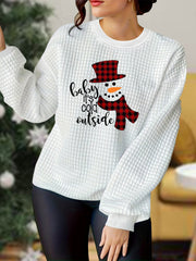 Women's Plus Size Snowman Print Long Sleeve Pajama Top