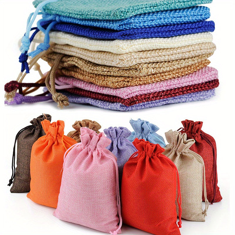 3pcs Jute Drawstring Natural Burlap Bag Jute Gift Bags Size Jewelry Packaging