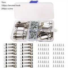 100pc Serrated Hook, 200pc Screw Hook Assembly Set w/ Small Screw