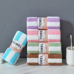 2pcs Camping Plush Towels Colorful Striped Facial Washing Towels