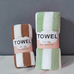 2pcs Camping Plush Towels Colorful Striped Facial Washing Towels